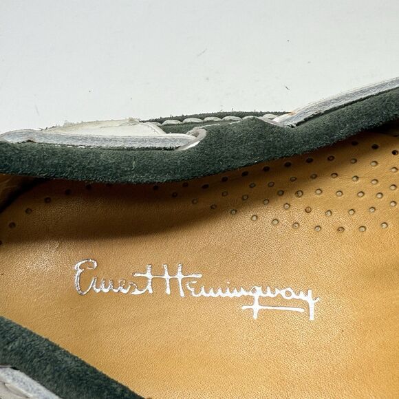 Ernest Hemingway Boat Deck Shoes Mens 12 M Green Suede White Leather Casual - Picture 11 of 15
